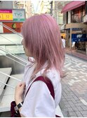 ダブルカラー/黒髪/ボブルフ/ネビージュ/原宿/前髪/ピンク
