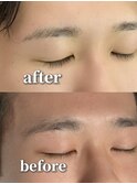韓国風センターパートシースルーバングメンズ透明感カラー