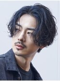 大人ゆるめニュアンスシャドウパーマメンズセンターパート