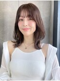 面長ミディアムレイヤー ベージュブラウン M20250116
