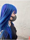 【原色インナー】派手髪　ケアブリーチ　ブルー【透明感カラー】