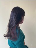 インナーカラー◯ダークグレージュ×ラズベリーピンク