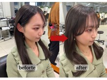 韓国風顔まわりカットで理想の髪型に/髪質改善/透明感カラー