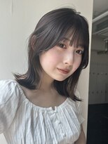 鎖骨ミディアム　ブリーチなしグレージュ