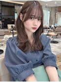 小顔似合わせカットフェミニンロングレイヤーラテカラー