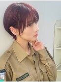 大人マッシュショートヘア×ダークレッド【drop/表参道/青山】