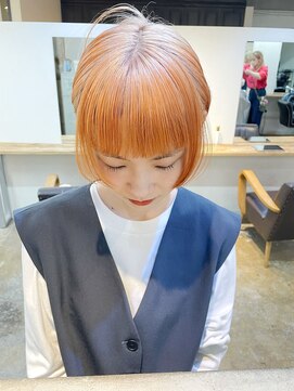 ソイ 下北沢(soi) 【roots color】デザインカラー_ボブ_オレンジベージュ_ブリーチ