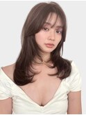 レイヤーカット 顔周りレイヤー 韓国ヘア アッシュカラー