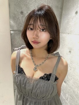 ロンドメリア 天神大名店(Lond Melia) ★丸型逆三角ホワイトグレージュデジタルパーマチェリーブラウン