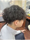 波巻きパーマ 波巻きスパイラルパーマ 刈り上げマッシュ