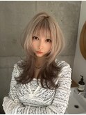 ミルクティーベージュ×ルーツカラーブラウン