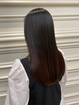 絹髪ロング　髪質改善/白髪ぼかし/モカブラウン/ゼロテクカラー