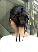 名古屋栄ヘアセットお呼ばれヘア参列タイトヘアカチモリシニヨン