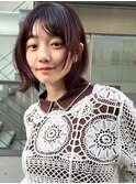 表参道/ピンクブラウン/斜めバング/レイヤーカット/くびれヘア