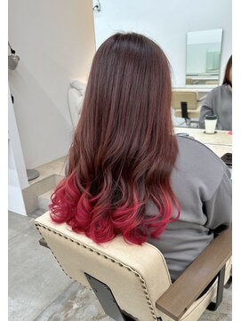 ニュート(Neut ) ピンクブラウン×レッド/裾カラー/グラデーションカラー