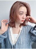 ハイトーンベージュシースルーショートボブミニボブグレージュ