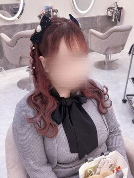 編みおろしハーフツイン／心斎橋ヘアセット