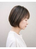 大人ボブ/ワンレン/切りっぱなし/シースルーバング