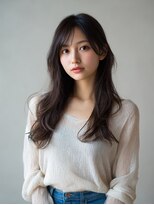 ロッソ 越谷店(Rosso)&nbsp;清楚な透明感。流しバングのナチュラルロング