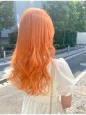 キャロットオレンジ/オレンジヘア/ロングスタイル/オレンジ