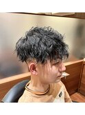 メンズフェード/ツイスパ/ブルーブラック/フェザーマッシュ/上尾