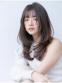 大人かわいい前髪セシルカットココアブラウンフリンジウェーブ
