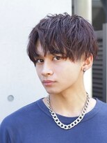 【曲がる縮毛矯正】ブルーブラック韓国マッシュスペインカール