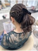 ポニーテール×リボン/参列ヘア/アップヘア/ヘアアレンジ/鎌倉