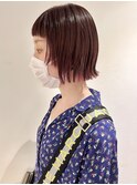 グラデーションカラー暖色カラーチェリーブラウン小顔外ハネボブ