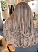 バレイヤージュグレージュハイライトダブルカラーケアブリーチ