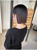 切りっぱなしボブ/耳掛けヘアー/堺東