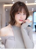 チョコグレージュ/20代30代大人かわいい/ミディアムレイヤー