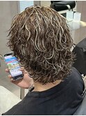 メッシュハイライトスパイラルパーマツイストパーマツーブロック