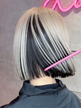 ロンドヴァリー 渋谷店(Lond vallee) 白髪ぼかしアンブレラカラーホワイトベージュボブ