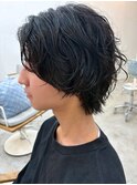 本厚木/センターパートウルフショートレイヤーアップバング襟足