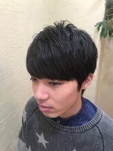 メンズヘアアンドグルーミングサロン ダブル(men's hair grooming salon W) 黒髪フェザーナチュラルマッシュ