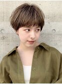 マッシュショート ココアブラウン 大人かわいい クールショート