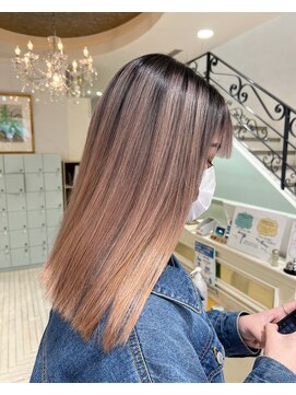 ジーナ 渋谷駅前(Zina) shion シャドウルーツで作るピンクベージュバレイヤージュ