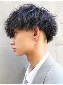 波巻きツイストスパイラルパーマ×メンズツーブロックマッシュ