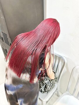 ヲタク(wotaku.) レッドカラー赤髪ハイトーンカラー派手髪カラーバターブリーチ