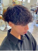 メンズアッシュブラックカルマパーマ爽やか波巻きパーマ韓国
