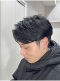 メンズセンターパート/ニュアンスパーマ/ダークアッシュ