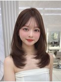 大人可愛いレイヤーカット　似合わせ顔周り　前髪薄め銀座美容室