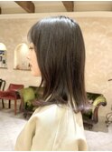モテ髪ミディアム/ロブ/外はね/ダークアッシュ/レイヤーカット