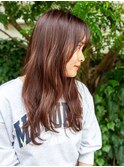 緩巻きロングスタイル顔周りカットレイヤーカット