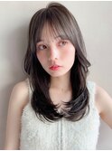 薄めバングデザインカラー20代30代40代◎前髪デジタルパーマ