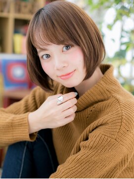 カバーヘア イヴ 戸頭店(COVER HAIR EVE) 艶髪ココアベージュ前下がり切りっぱなしボブh4戸頭20代30代