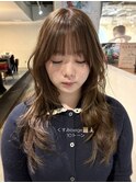 ハッシュカット韓国レイヤーカットダブルカラーくすみベージュ