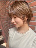耳かけ丸みボブ/ひし形シルエット/大人ガーリー/20代30代40代