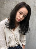 外国人風センターパートグレージュロブ